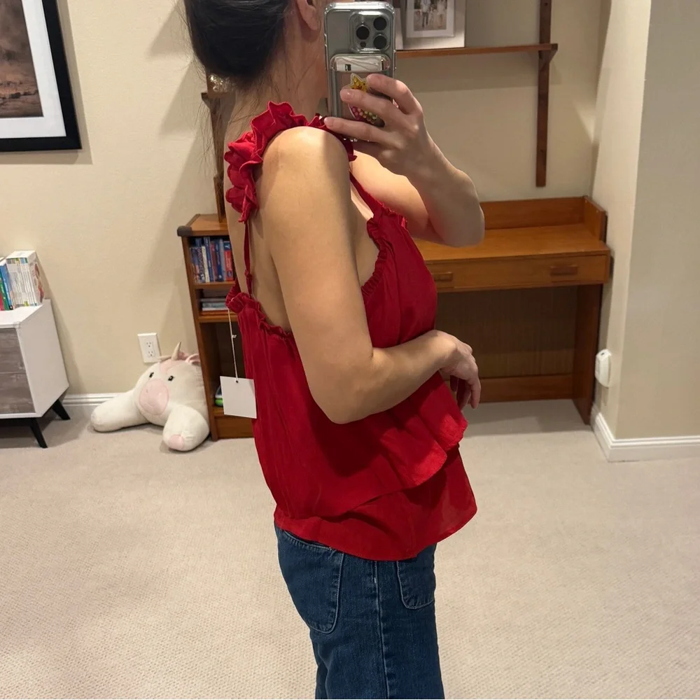 NWT! Hayden Red Ruffled Top - Picture 4 of 12